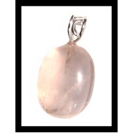 Metal pendant (silver plated) and pink quartz natural