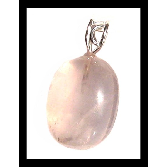 Pendentif métal (plaqué argent) et quartz rose naturel,Pendentifs Quartz Rose