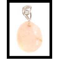 Metal pendant (silver plated) and pink quartz natural