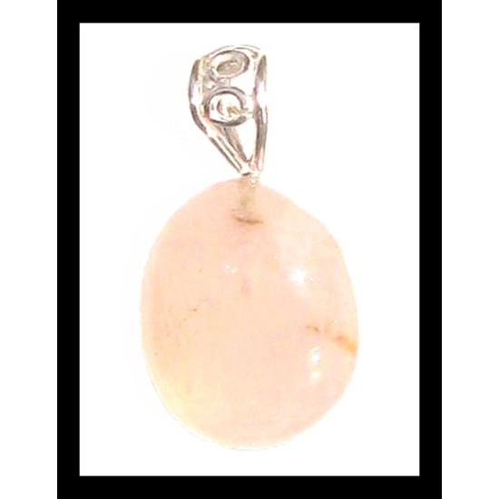 Pendentif métal (plaqué argent) et quartz rose naturel,Pendentifs Quartz Rose