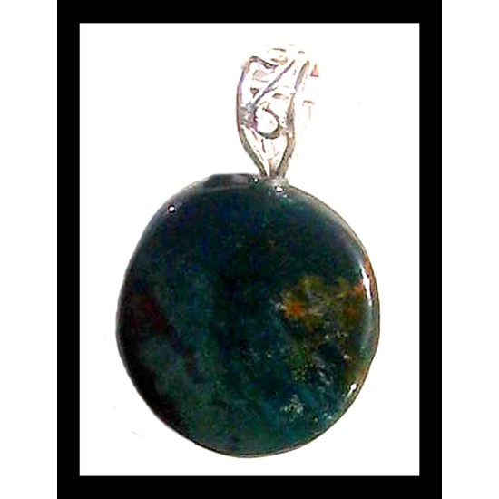 Indian silver plated jewellery - Indian Green Jasper stone Pendant,Indian Jasper Pendant