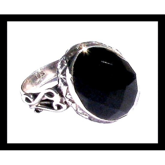 Bijoux indiens - Bague Onyx - Bague indienne en argent,Bagues indiennes