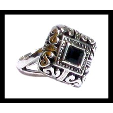 Bijoux indiens - Bague Onyx - Bague indienne en argent Bijoux indiens - Bague Onyx - Bague indienne en argent