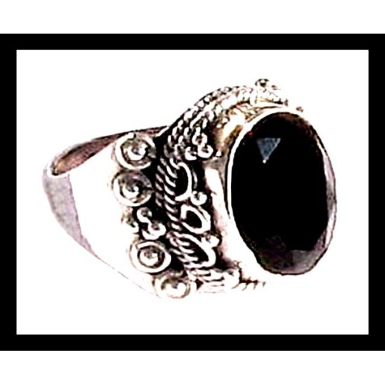 Bijoux indiens - Bague Onyx - Bague indienne en argent,Bagues indiennes