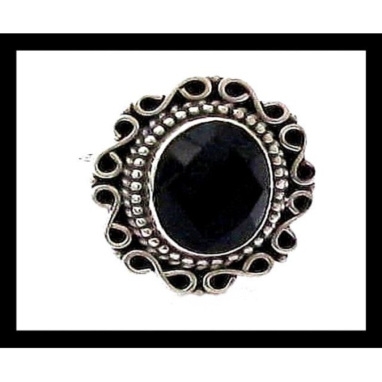 Bijoux indiens - Bague Onyx - Bague indienne en argent,Bagues indiennes