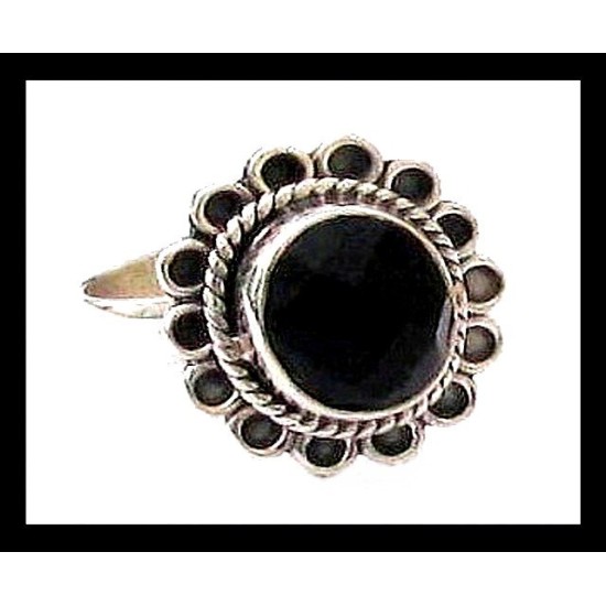 Bijoux indiens - Bague Onyx - Bague indienne en argent,Bagues indiennes