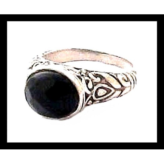 Bijoux indiens - Bague Onyx - Bague indienne en argent,Bagues indiennes