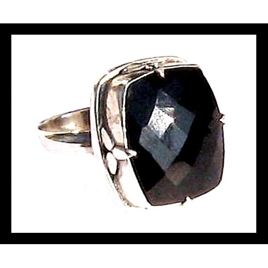 Bijoux indiens - Bague Onyx - Bague indienne en argent,Bagues hommes avec Pierre