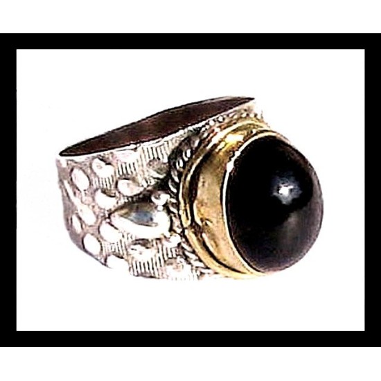 Bijoux indiens - Bague Onyx - Bague indienne en argent,Bagues indiennes