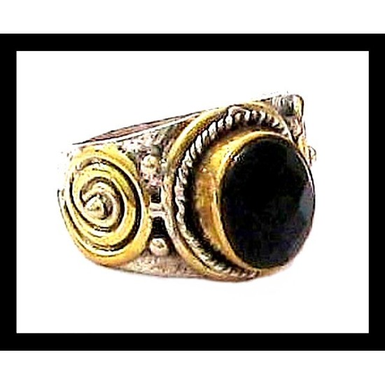 Bijoux indiens - Bague Onyx - Bague indienne en argent,Bagues indiennes