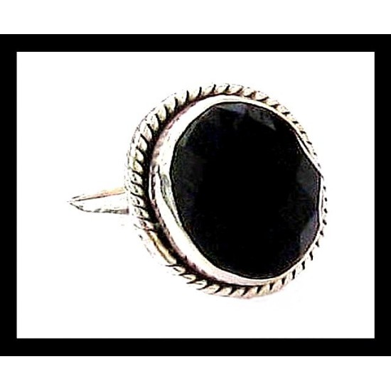 Bijoux indiens - Bague Onyx - Bague indienne en argent,Bagues indiennes