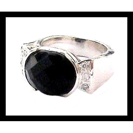 Bijoux indiens - Bague Onyx - Bague indienne en argent,Bagues indiennes