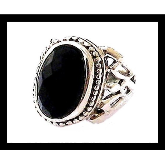 Bijoux indiens - Bague Onyx - Bague indienne en argent,Bagues hommes avec Pierre