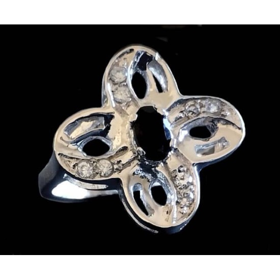 Rhodium Silver Natural Onex Ring,Rodium silver rings
