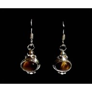 Indian silver jewellery - Earrings Tiger's eye Indian