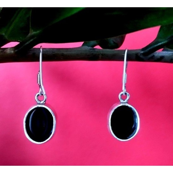 Bijoux Onyx argent - Boucles d Oreilles indiennes Onyx,Boucles d Oreilles indiennes