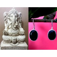 Bijoux Onyx argent - Boucles d'Oreilles indiennes Onyx