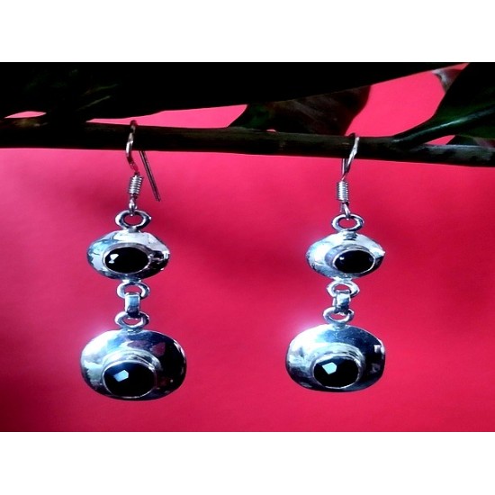 Bijoux Onyx  argent - Boucles d Oreilles indiennes Onyx,Boucles d Oreilles indiennes