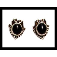 Bijoux Onyx argent - Boucles d'Oreilles indiennes Onyx