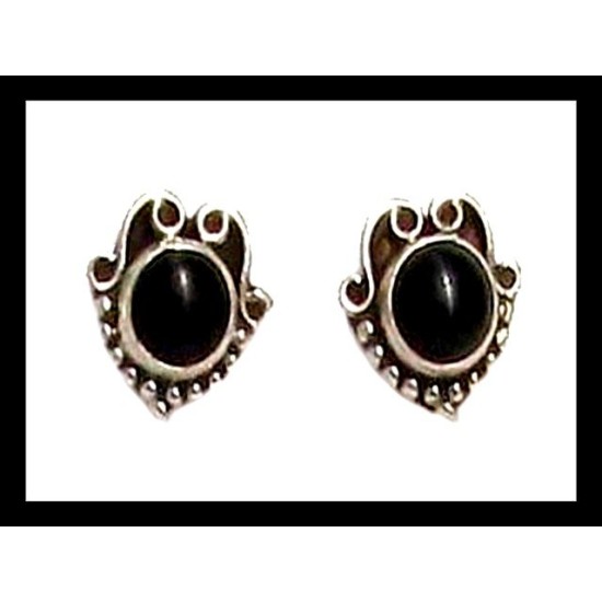 Bijoux Onyx argent - Boucles d Oreilles indiennes Onyx,Boucles d Oreilles indiennes