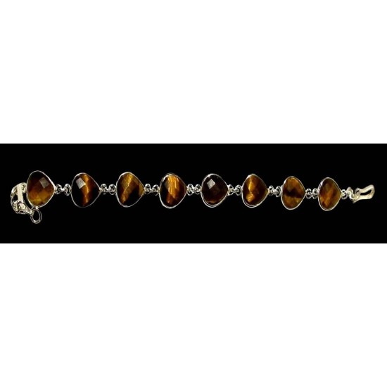 Silver Indian Bracelet and Tiger Eye - Indian Jewelry