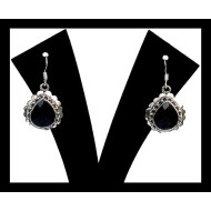 Bijoux Onyx argent - Boucles d'Oreilles indiennes Onyx