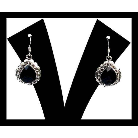 Bijoux Onyx  argent - Boucles d Oreilles indiennes Onyx,Boucles d Oreilles indiennes