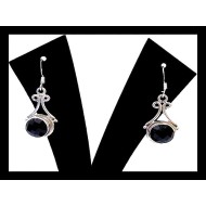 Bijoux Onyx argent - Boucles d'Oreilles indiennes Onyx