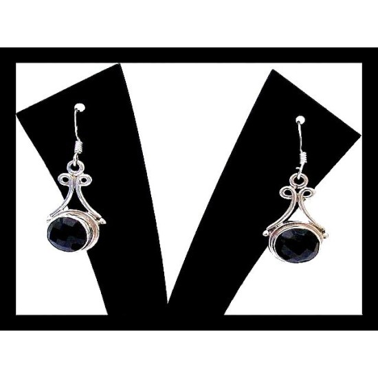 Bijoux Onyx  argent - Boucles d Oreilles indiennes Onyx,Boucles d Oreilles indiennes