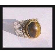Bague indienne Oeil de Tigre - Bijoux indiens argent