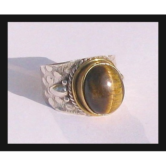 Indian silver jewellery - Indian Tiger Eye Ring,Silver mens rings