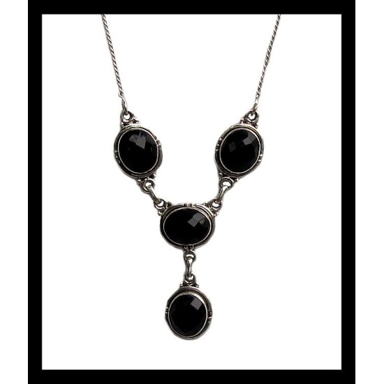 Bijoux indiens - Collier Onyx - Collier indien en argent,Colliers indiens