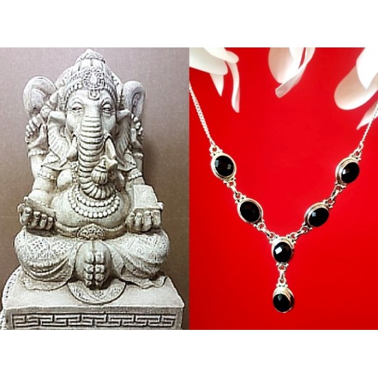 Bijoux indiens - Collier Onyx - Collier indien en argent,Colliers indiens