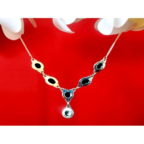 Bijoux indiens - Collier Onyx - Collier indien en argent,Colliers indiens