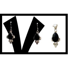 Bijoux indiens - Parure Onyx- Parure indienne en argent Bijoux indiens - Parure Onyx- Parure indienne en argent