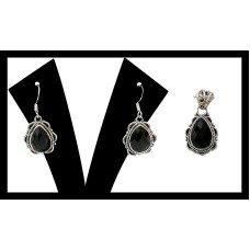 Bijoux indiens - Parure Onyx- Parure indienne en argent Bijoux indiens - Parure Onyx- Parure indienne en argent