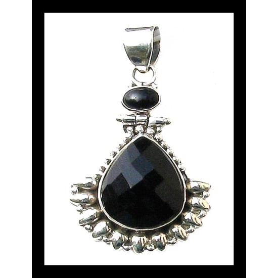 Pendentif indien artisanal argent et Onyx naturelle,Pendentifs indiens