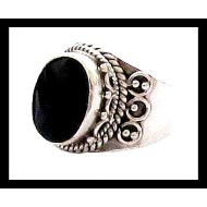 Bijoux indiens - Bague Onyx - Bague indienne en argent