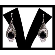 Bijoux Onyx argent - Boucles d'Oreilles indiennes Onyx