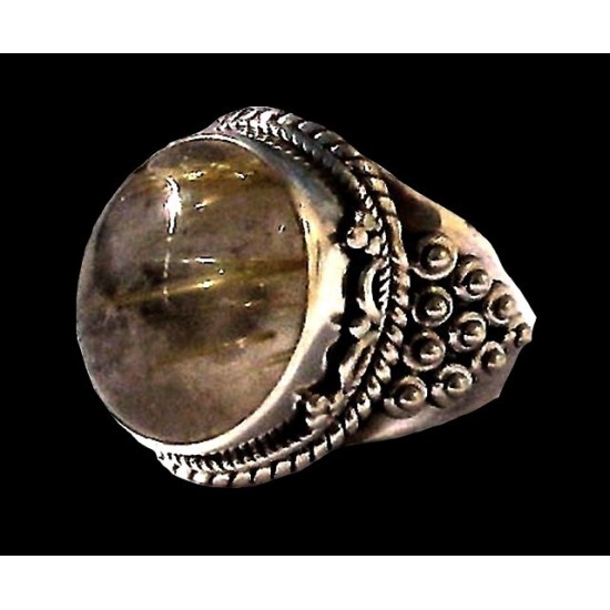 Bague argent Quartz Rutile - Bague indienne - Bijoux indiens,Bagues indiennes