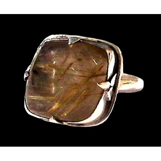 Bague argent Quartz Rutile - Bague indienne - Bijoux indiens,Bagues hommes avec Pierre