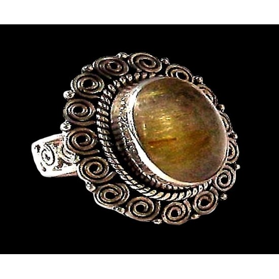 Bague argent Quartz Rutile - Bague indienne - Bijoux indiens,Bagues indiennes