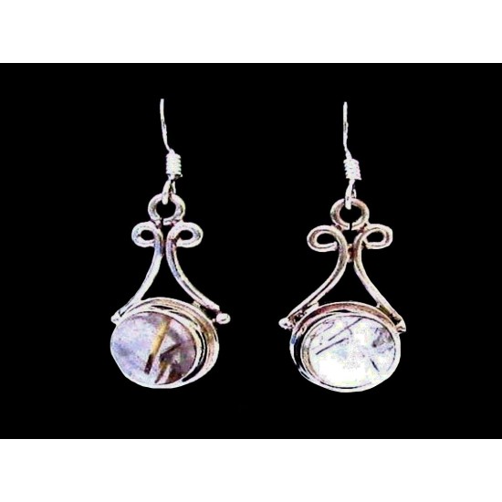 Indian silver jewellery - Indian Rutile Quartz Earrings,Indian Earrings