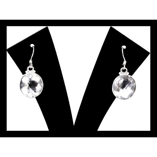 Quartz - Boucles d Oreilles argent - Bijoux Inde,Boucles d Oreilles indiennes