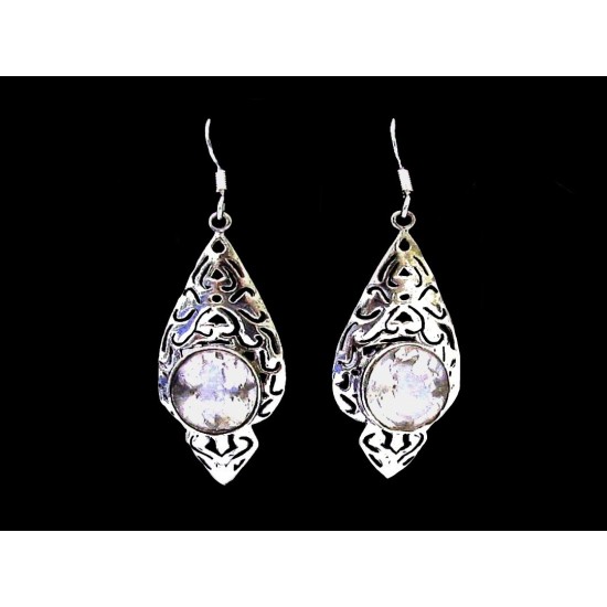 Quartz - Boucles d Oreilles argent - Bijoux Inde,Boucles d Oreilles indiennes