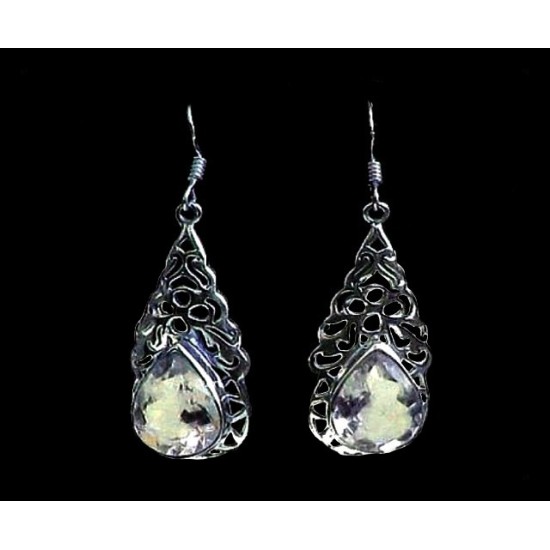 Quartz - Boucles d Oreilles argent - Bijoux Inde,Boucles d Oreilles indiennes