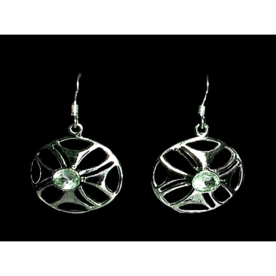 Indian silver jewellery - Indian Green Quartz Earrings,Indian Earrings