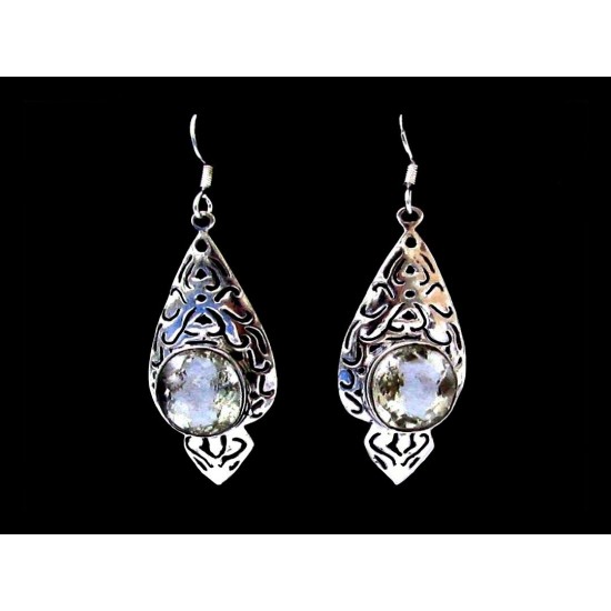 Quartz - Boucles d Oreilles argent - Bijoux Inde,Boucles d Oreilles indiennes