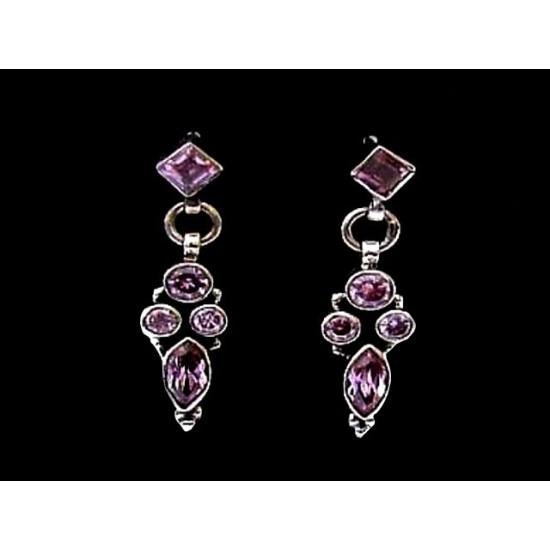 Quartz - Boucles d Oreilles argent - Bijoux Inde,Boucles d Oreilles indiennes