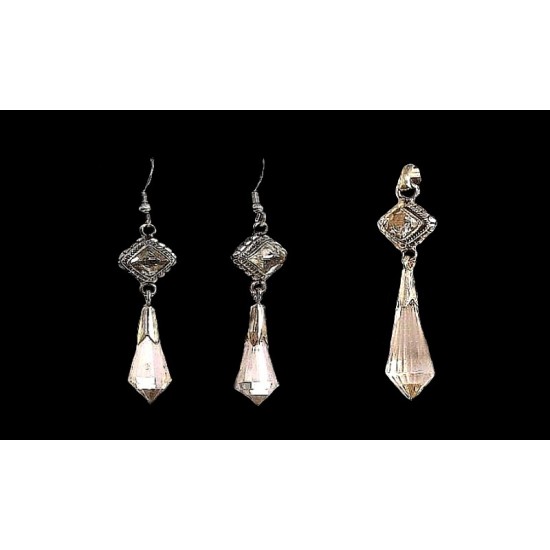 Indian silver jewellery - Indian Quartz Pendant set,India Pendant set
